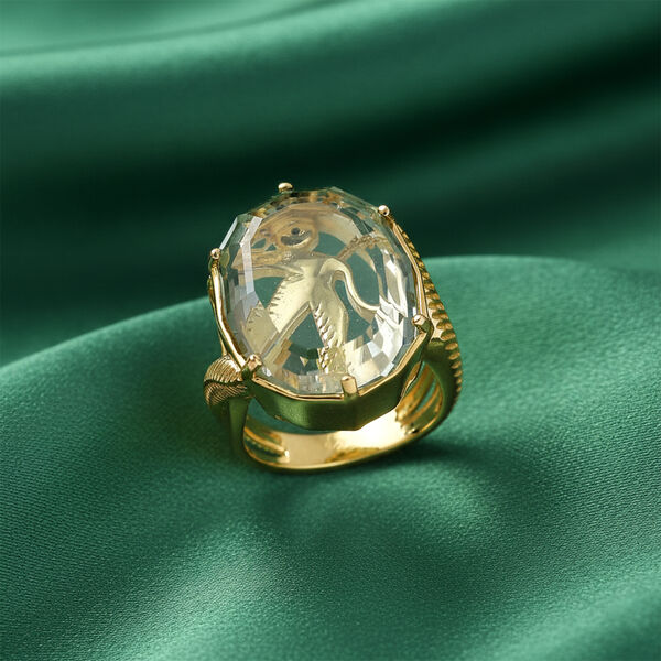 GP - AA Prasiolith, Kanchanaburi Blauer Saphir Ring 925 Silber 750 Gelbgold Vermeil (Gr&ouml;&szlig;e 18.00) ca. 16,50 ct image number 1