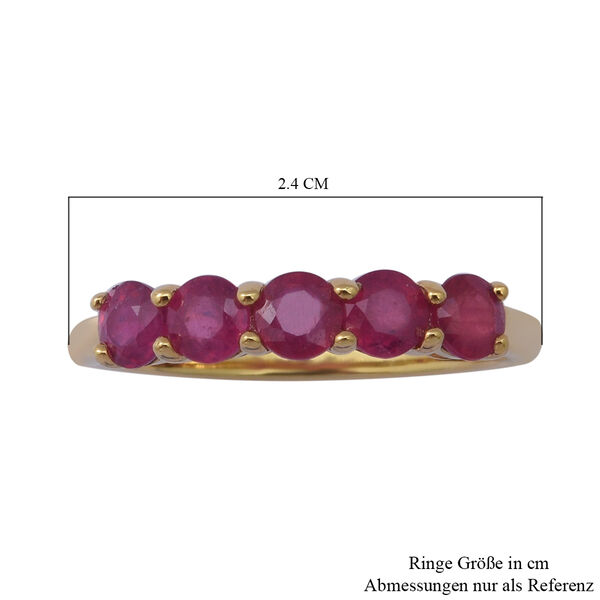 Rubin 5 Stein Ring 925 Silber Gelbgold Vergoldet image number 5