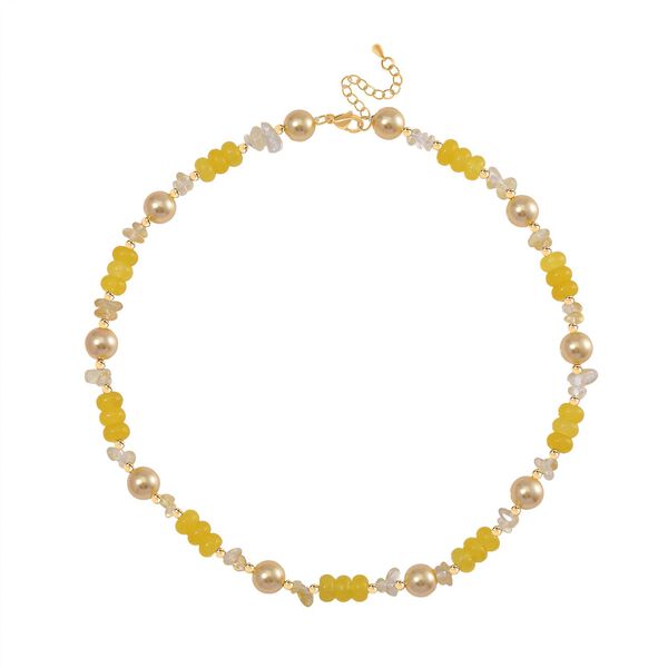 Goldene Muschelkernperle, Gelber Achat Halskette ca. 45 cm+ 5 cm Extender, Std Gelb image number 2
