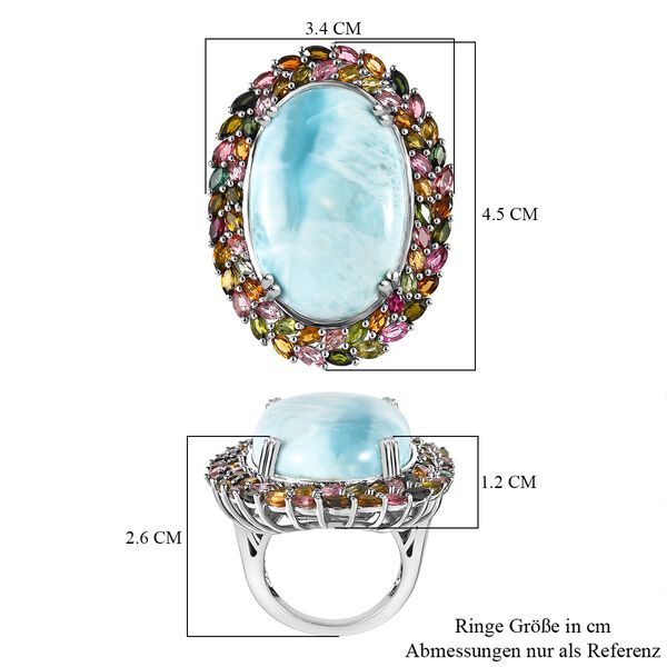 Larimar und mehrfarbiger Turmalin-Halo-Ring - 47,84 ct. image number 6