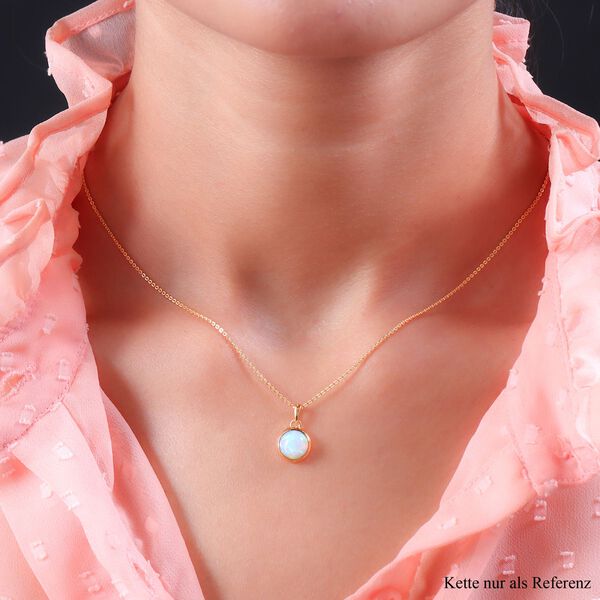 Natürlicher, äthiopischer Welo Opal-Anhänger mit Kette, 925 Silber Gelbgold Vermeil ca. 1,30 ct image number 9