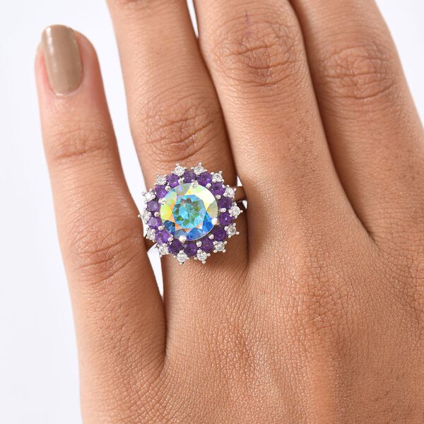 D'Joy Merkur mystischer Topas, Afrikanischer Amethyst Ring 925 Silber rhodiniert (Größe 18.00) ca. 5,89 ct image number 2