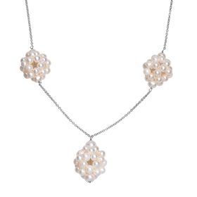 Weiße Süßwasser Perle Halskette ca. 50 cm 925 Silber rhodiniert Weiße Süßwasser Perle Halskette ca. 50 cm 925 Silber rhodiniert