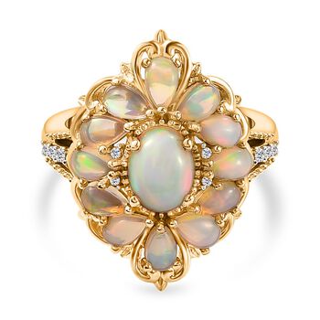 Nat&uuml;rlicher, &auml;thiopischer Welo Opal-Ring, 925 Silber vergoldet (Gr&ouml;&szlig;e 17.00) ca. 2,61 ct
