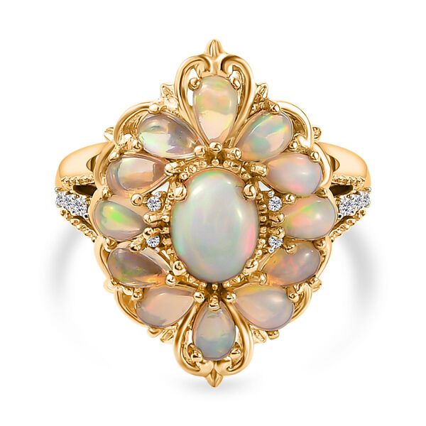 Nat&uuml;rlicher, &auml;thiopischer Welo Opal-Ring, 925 Silber vergoldet (Gr&ouml;&szlig;e 17.00) ca. 2,61 ct