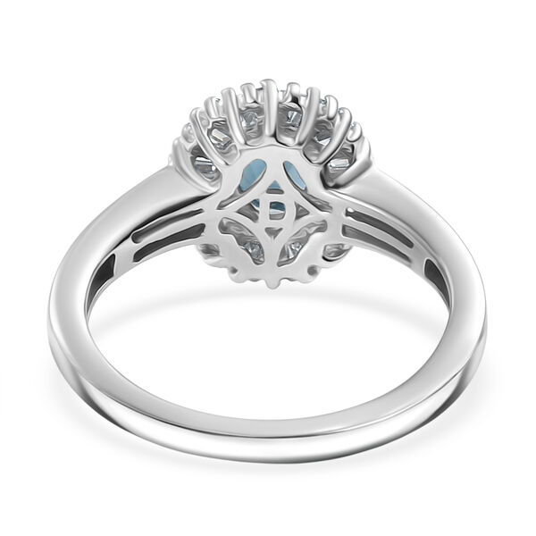 D'Joy London Blau Topas, Moissanit Ring 925 Silber rhodiniert (Größe 18.00) ca. 1,42 ct image number 6