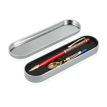 Edelstein Stift Set Roter Jaspis, Stift Schl&uuml;sselanh&auml;nger Mine, Rot