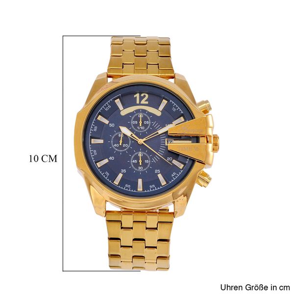 GENOA Japanisches Uhrwerk - Exklusive Uhr mit marineblauem Zifferblatt, Edelstahlkettenband und Dornschließe image number 8