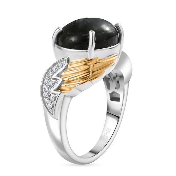 Zweifarbiger sibirischer Seraphinit und Zirkon Ring - 4,97 ct. image number 5