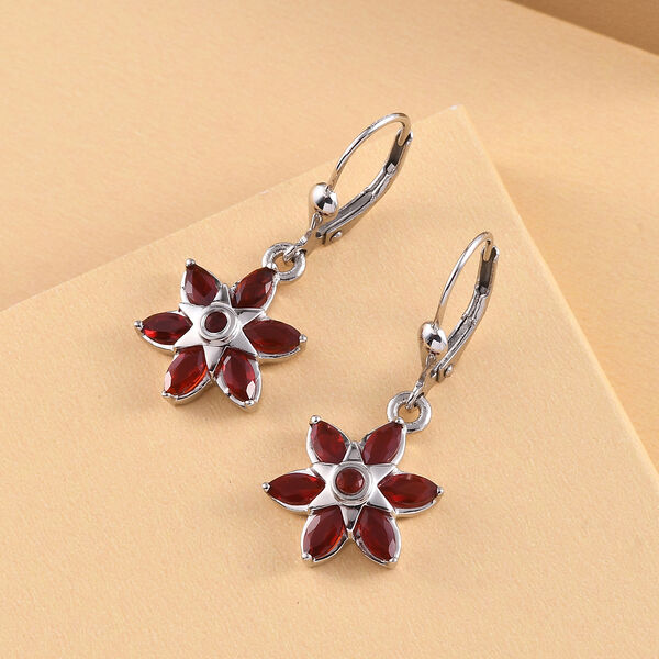 Mexikanische Kirschfeuer-Opal florale Ohrhänger in Silber image number 2