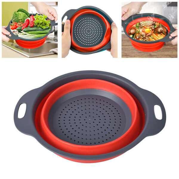 2er-Set K&uuml;chensieb, Gr&ouml;&szlig;e L-29x24 cm, S-24x20 cm, Grau-Rot image number 3