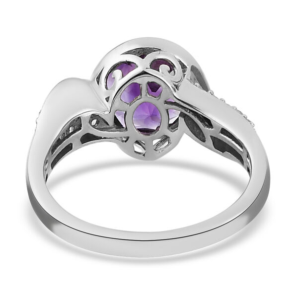 Natürlicher, marokkanischer Amethyst und weißer Zirkon-Ring, 925 Silber platiniert  ca. 2,19 ct image number 6