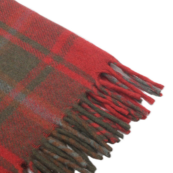 Wolldecke mit Fransen, 130x170, Schottenmuster, Grün/rot image number 5