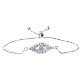 LUXURIANT DIAMOND - Lab Grown Blauer Diamant SI-GH, Lab Grown Wei&szlig;er Diamant SI-GH Armband Flexibles (ca. 19 cm) 925 Silber rhodiniert ca. 0.50 ct