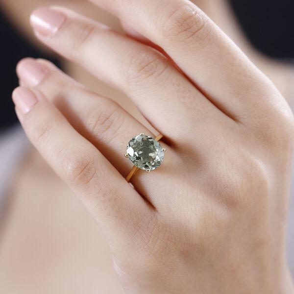 AA Prasiolith Ring, 925 Silber vergoldet (Größe 21.00) ca. 4.42 ct image number 3