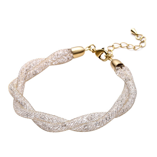 Weißes Kristall-Armband, 18+5 cm, goldfarben image number 3