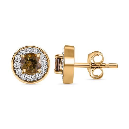 Natürliche, goldene Tansanit und Zirkon-Ohrringe - 1,15 ct. image number 0