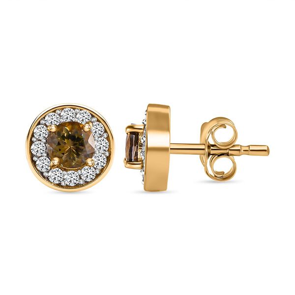 Nat&uuml;rliche, goldene Tansanit und Zirkon-Ohrringe - 1,15 ct.