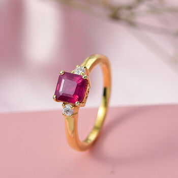 D'Joy AA afrikanischer Rubin und Moissanit Ring - 1,70 ct.