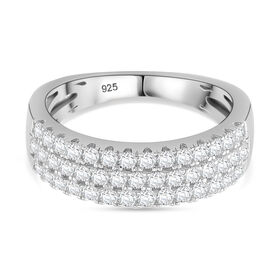 Moissanit Ring 925 Silber rhodiniert (Größe 18.00) ca. 0.60 ct