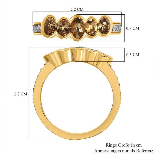 AA natürlicher, goldener Tansanit und Zirkon-Ring - 1,01 ct. image number 7