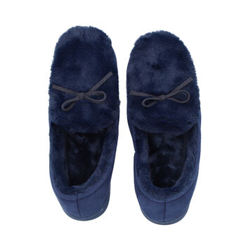 Kunstfell Hausschuhe, Gr&ouml;&szlig;e 36-37, Dunkelblau
