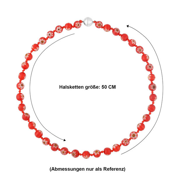 Murano-Stil, Murano-Glasperlen Design, Halskette, ca. 50 cm, Rot image number 5