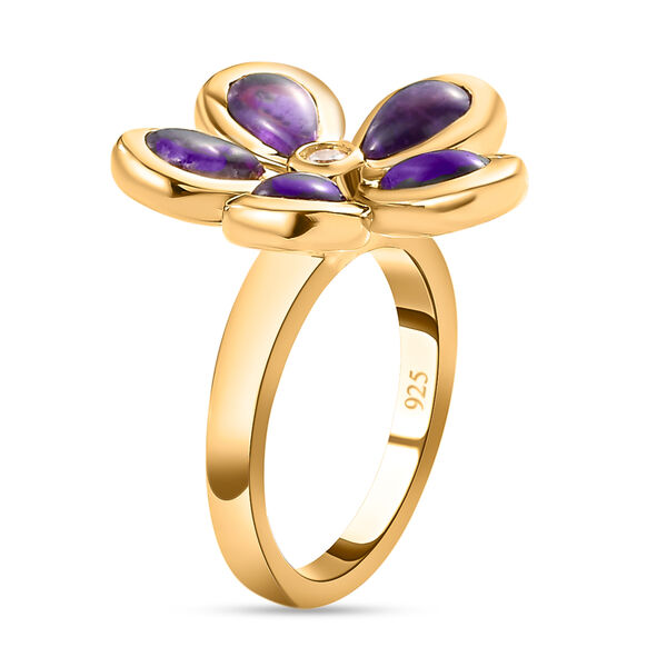 Afrikanischer Amethyst und Zirkon-Ring, 925 Silber vergoldet  ca. 4,18 ct image number 5