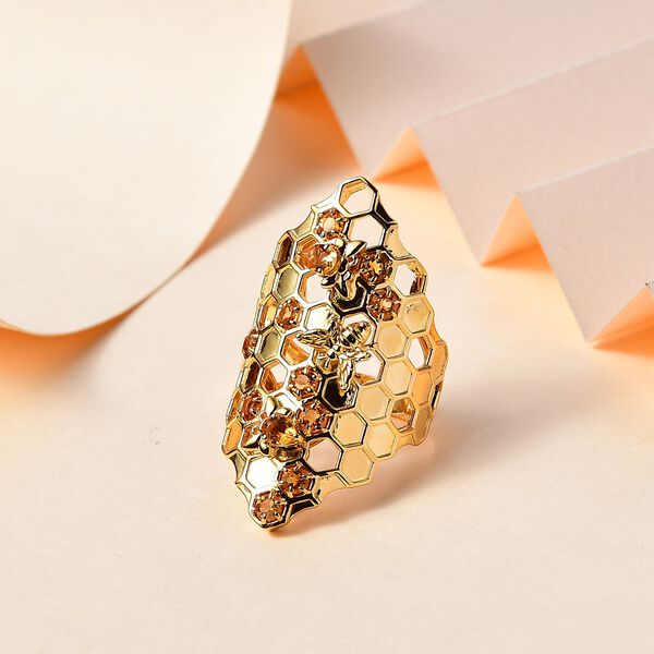 GP Honeycomb Kollektion- AA Citrin und Kanchanaburi blauer Saphir-Ring - 1,26 ct. image number 2
