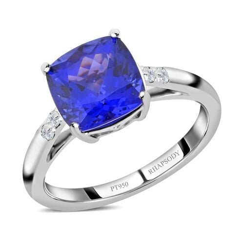 Rhapsody AAAA Tansanit, Weißer Diamant Ring 950 Platin (Größe 16.50) ca. 3,00 ct image number 0