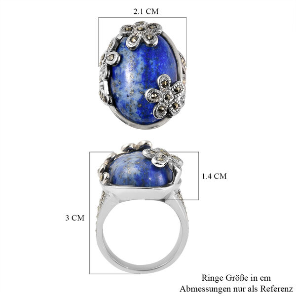 Lapislazuli und Markasit Ring in Edelstahl image number 6