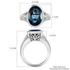 London Blau Topas und weißer Zirkon Ring, 925 Silber platiniert (Größe 18.00) ca. 8.63 ct image number 6