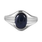 Stern blauer Saphir Ring, 925 Silber platiniert (Diffundierter) (Größe 17.00) ca. 5.70 ct