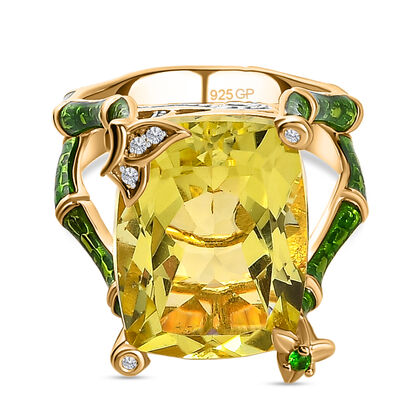 GP Trionfo Kollektion - AAA Ouro Verde-Quarz, Nat&uuml;rlicher Chromdiopsid Ring, 925 Silber Gelbgold Vermeil, (Gr&ouml;&szlig;e 18.00), ca. 10.27 ct