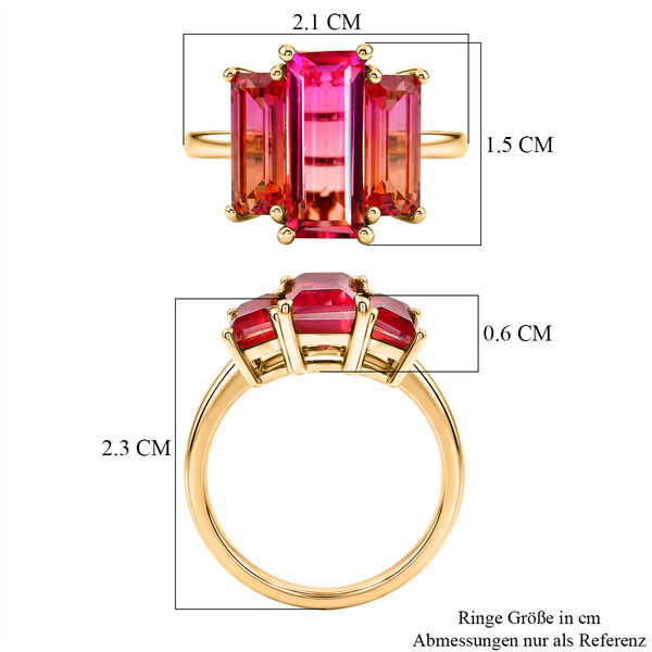 D'Joy Dreifacher Horizont Sunset Quarz Triplette Ring 925 Silber 750 Gelb Vergoldet (Gr&ouml;&szlig;e 20.00) ca. 5.03 ct image number 6