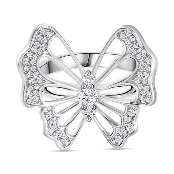 GP Italian Garden Kollektion- Wei&szlig;er Diamant und blauer Saphir-Ring, 925 Silber rhodiniert - 0,51 ct,