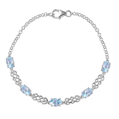 Himmelblauer Topas Armband ca. 19 cm 925 Silber platiniert ca. 4.90 ct