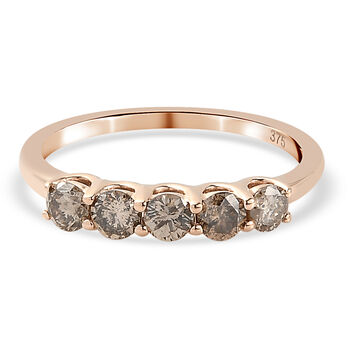 Nat&uuml;rlicher Champagner Diamant Ring, 375 Ros&eacute;gold (Gr&ouml;&szlig;e 20.00) ca. 0,50 ct