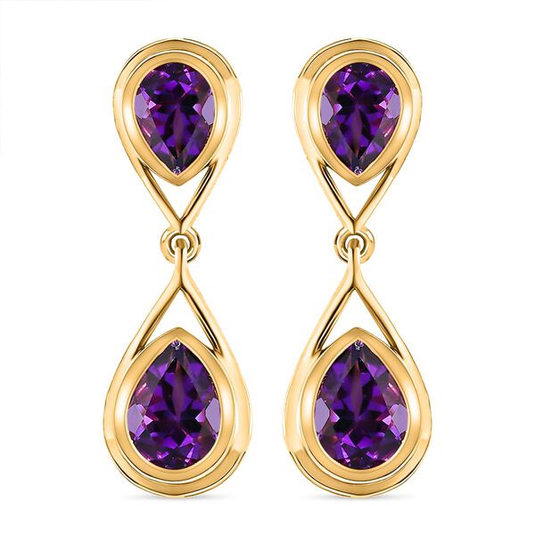 Nat&uuml;rliche, marokkanische Amethyst-Ohrh&auml;nger, 925 Silber vergoldet, 3,40 ct. image number 0