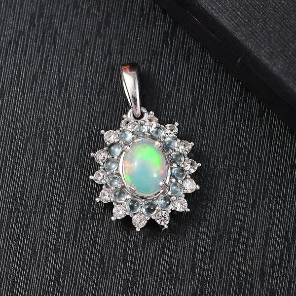 AA Natürlicher, äthiopischer Welo Opal, Weißer Zirkon Anhänger 925 Silber rhodiniert ca. 2.26 ct image number 2