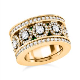 Weißer Kristall Herzmotiv-Ring mit Pavé-Fassung Ring, Goldton, (Größe 19.00)