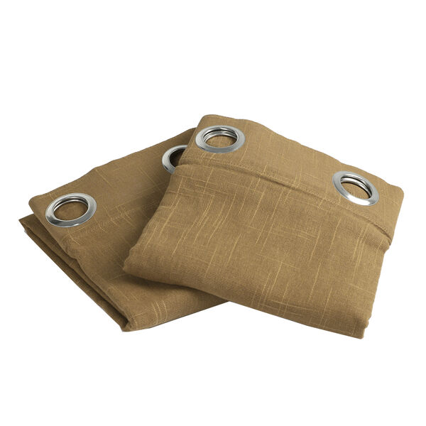 2er Set: Paar Vorh&auml;nge in Leinenoptik mit &Ouml;sen, Hellbraun image number 3