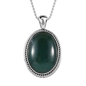 Moosachat Anhänger mit Kette, Edelstahl, ca. 24.68 ct