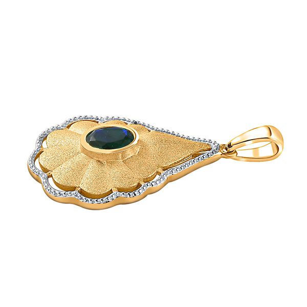 Pfau Quarz Triplette Anh&auml;nger 925 Silber Gelbgold Vermeil ca. 0,86 ct. image number 4