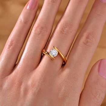 Moissanit Ring, 925 Silber Gelbgold Vermeil - 1,10 ct.