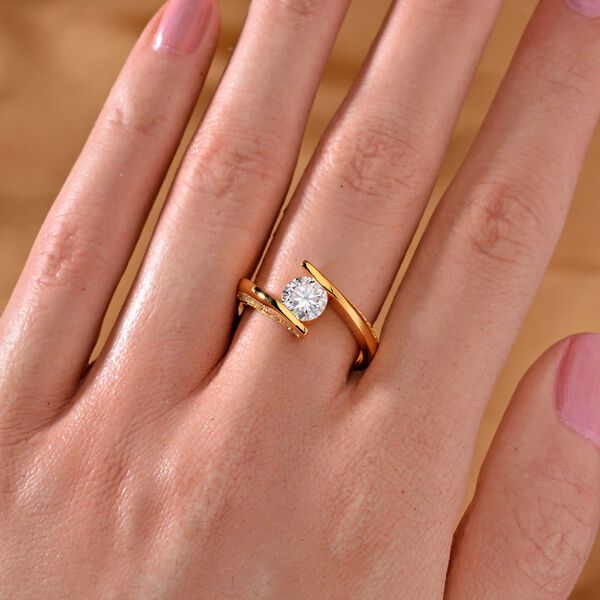 Moissanit Ring, 925 Silber Gelbgold Vermeil - 1,10 ct. image number 2