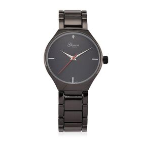 GENOA - Weißer Diamant Uhr mit Japanisches Uhrwerk, 3 ATM Wasserdicht, 316L Edelstahl, Schwarz