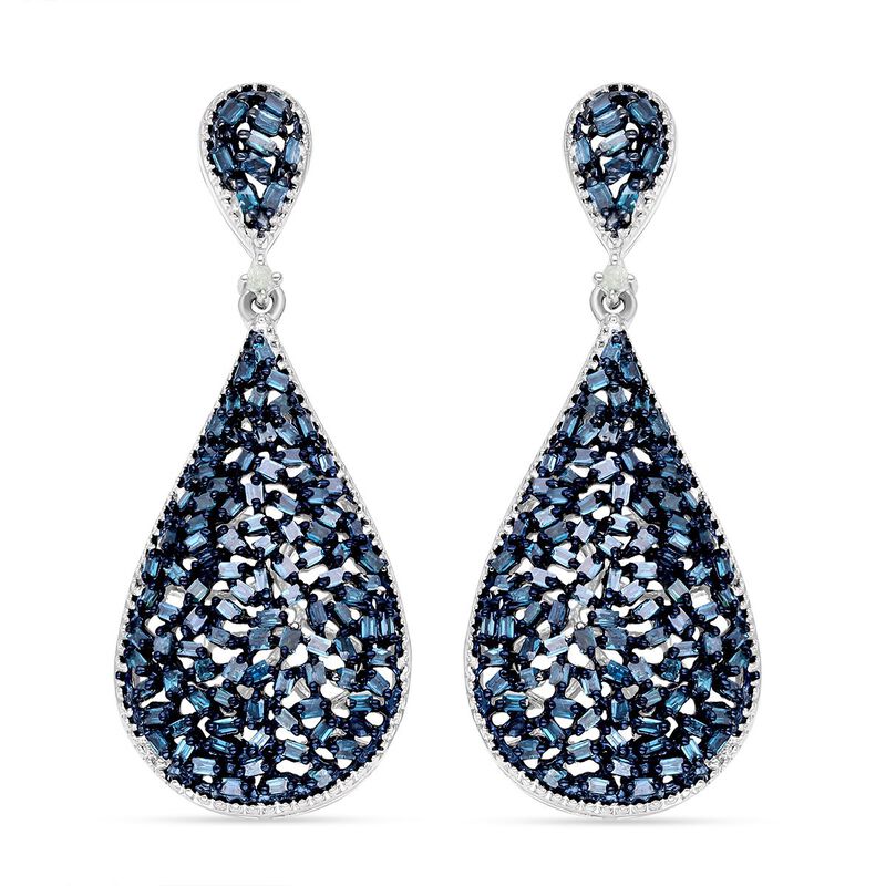Blaue Diamant-Ohrringe, 925 Silber platiniert ca. 1,00 ct image number 0
