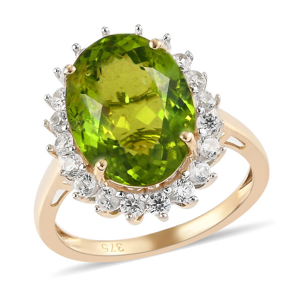 AAA nat&uuml;rlicher Peridot und Zirkon-Ring, 375 Gelbgold  ca. 7,92 ct image number 4