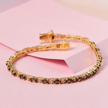 Nat&uuml;rliches Jenipapo Andalusit und wei&szlig;es Zirkon Armband, ca. 19 cm, 925 Silber Gelbgold Vermeil ca. 6.02 ct